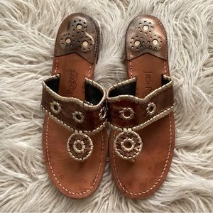 Jack Rogers Iconic Gold Bronze Metallic Sandals size 8